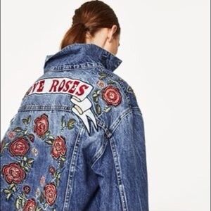 Zara embroidered jean jacket
